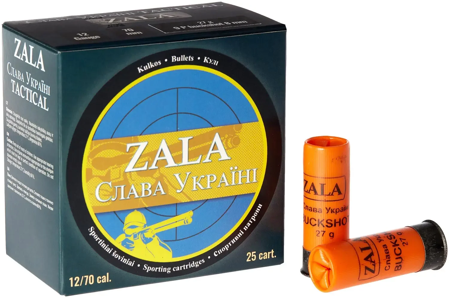 Набої гладкоствольні Zala Arms Slava Ukraini картеч 12/67 8 мм 27 г