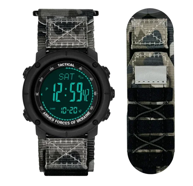 Наручний електронний  годинник Awarder 036 Nylon Pro Black - Camo Green