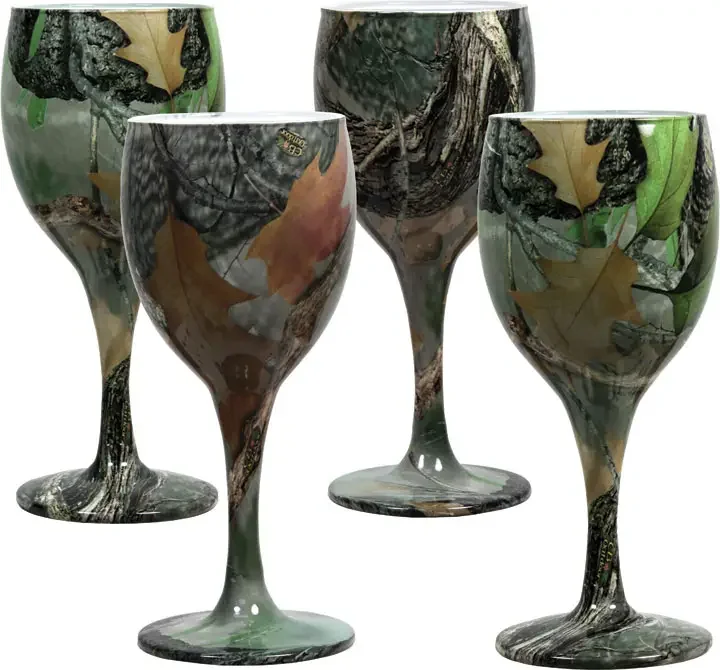 Набір бокалів для вина Riversedge Camo Wine Glasses Leaves 4 шт 235 ml