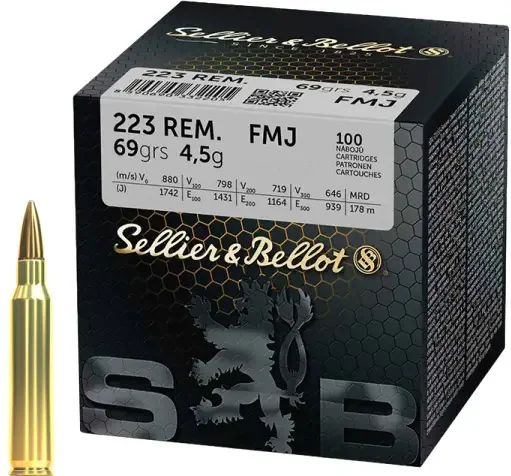 Набої нарізні Sellier & Bellot FMJ .223 Rem 69 gr/4.5 g, 100 шт.