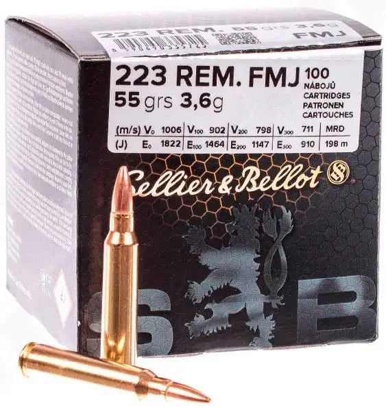 Набої нарізні Sellier & Bellot FMJ .223 Rem 55 gr/3.6 g, 100 шт.