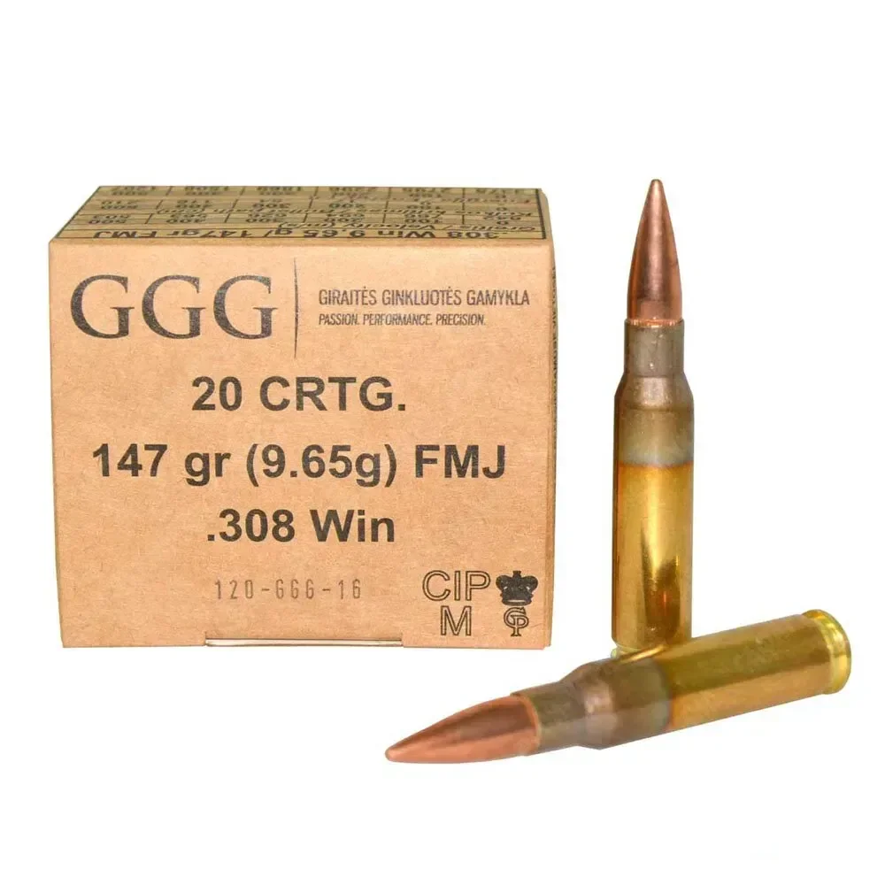 Набої нарізні GGG k.308Win 147g (9.65г.) FMJ  20шт./уп.