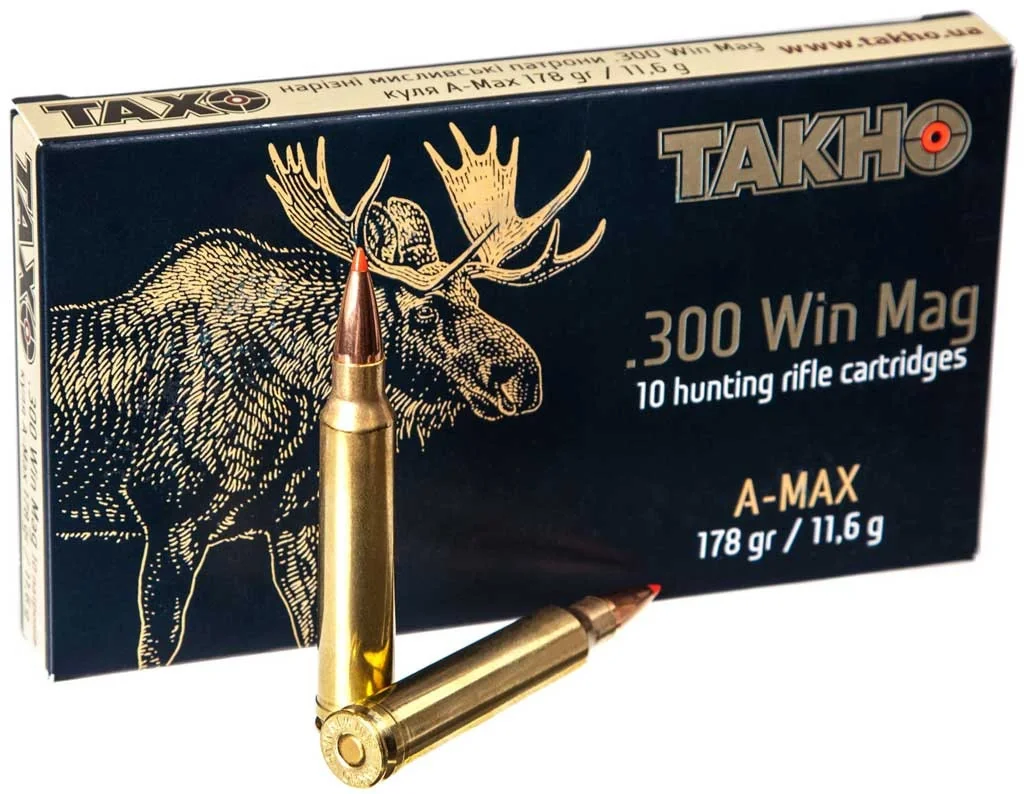 Набої нарізні ТАХО кал. 300 Win Mag пуля A-Max, масса 11.6 гр/178г